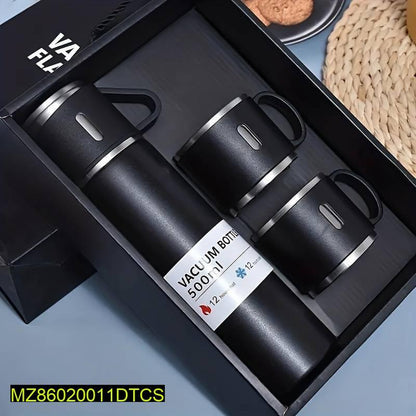 Insulated Stainless Steel Water Bottle 500ml - Vacuum Flask Set with 2 Extra Lids | Hot &amp; Cold Thermos for Travel &amp; Gifts in Pakistan
